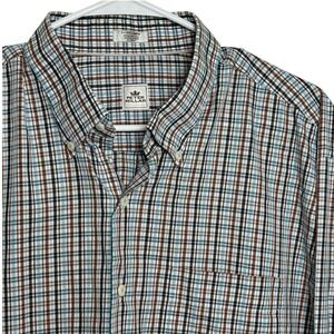 Peter Millar Blue Brown XLarge Plaid Long Sleeve Button Down Shirt 100% Cotton